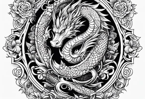 Cute Dragon roman columns tattoo idea