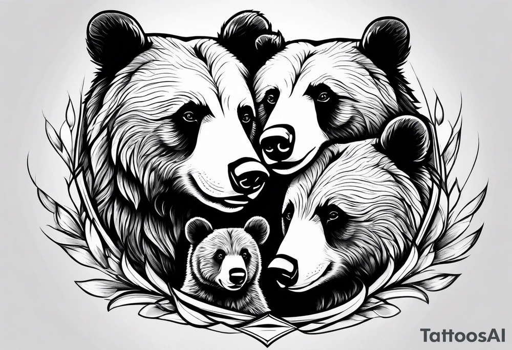 mother bear and cub heads simple tattoo idea