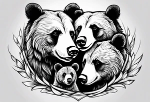 mother bear and cub heads simple tattoo idea