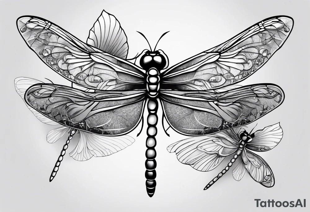 4 dragonflies flying together tattoo idea