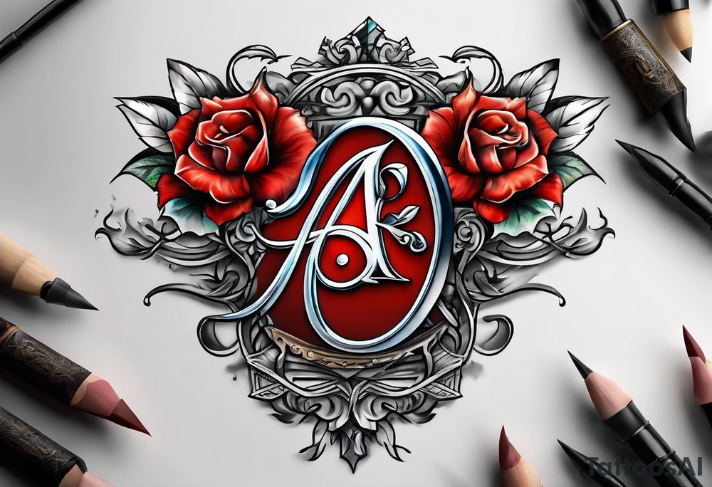 the letters A and R tattoo idea