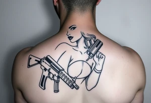 Gangster Pin up girl with ak 47 and a uzi tattoo idea