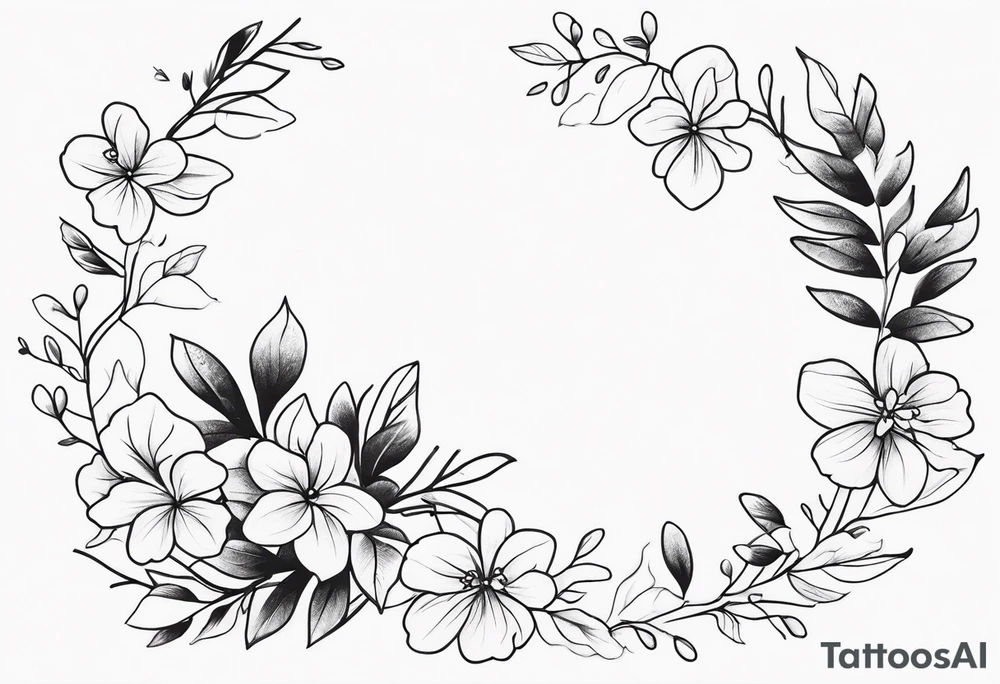 Leaves with Flowers around forearm tattoo idea