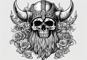 I want a detailed tattoo of a viking head and skeletons with the company name “Viking Customs” incorporated in the design tattoo idea