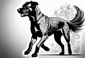 Dog running in heaven tattoo idea