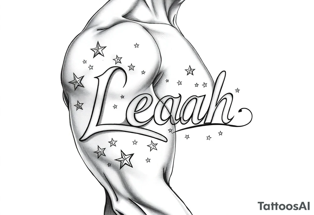 The name Leah with stars tattoo idea