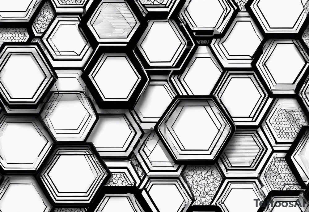 black plain big hexagons without texture tattoo idea