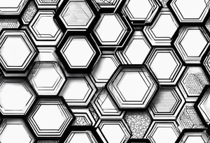 black plain big hexagons without texture tattoo idea
