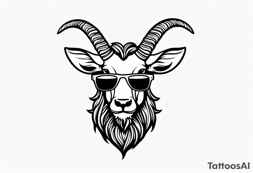 capricorn with beard and sunglasses tattoo idea