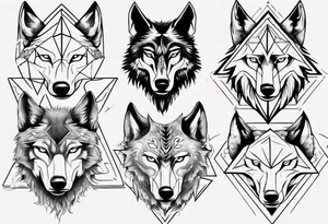 wolf head with a triangle shape tattoo idea