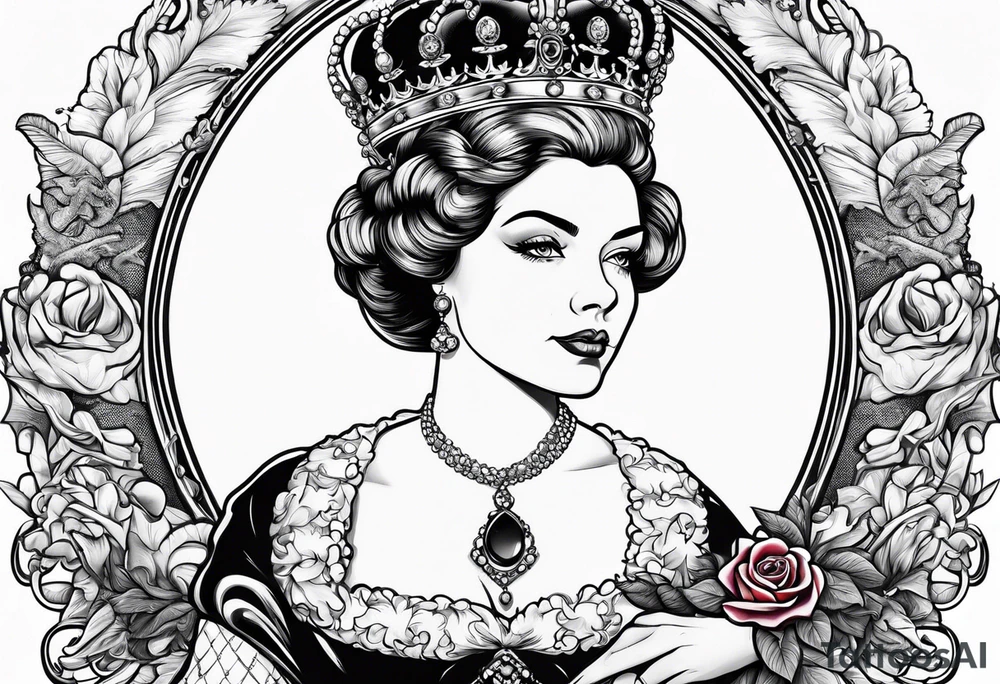 old queen of england smoking cigarette tattoo idea