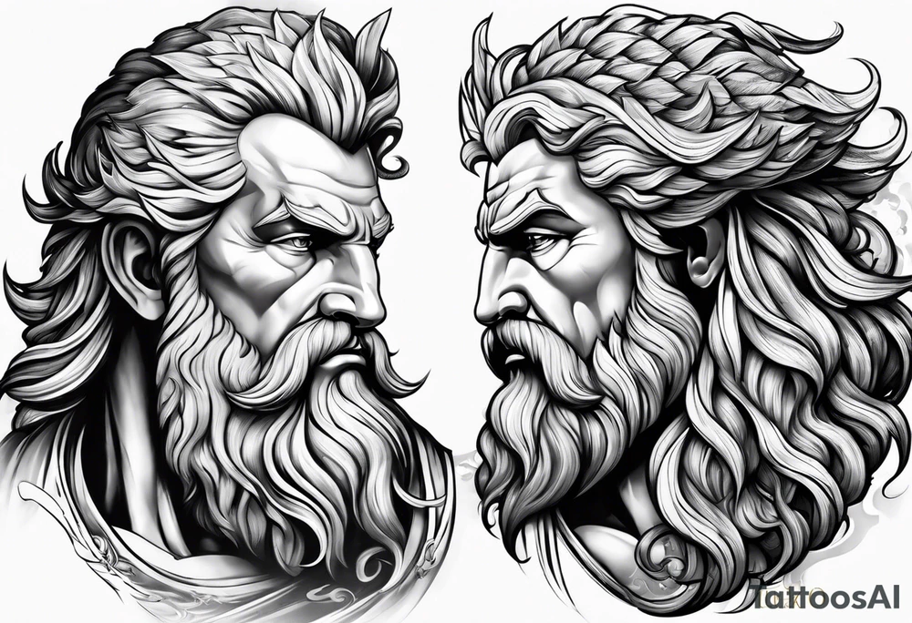 Zeus with lightning, sleeve tattoo idea
