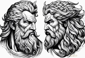 Zeus with lightning, sleeve tattoo idea