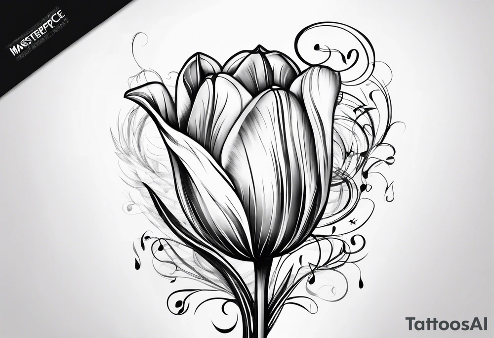 Sketched tulip with a music note tattoo idea
