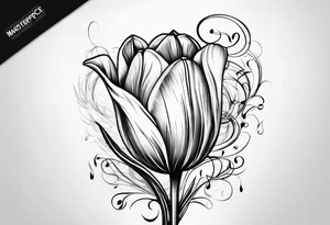 Sketched tulip with a music note tattoo idea