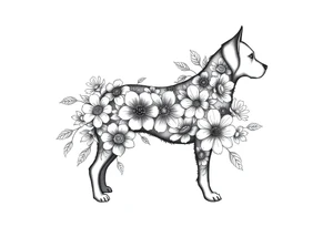 Dog silouette made of flowers tattoo idea