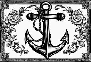 Anchor with ribbon wrapped around and Psalm 23:4 written on ribbon tattoo idea