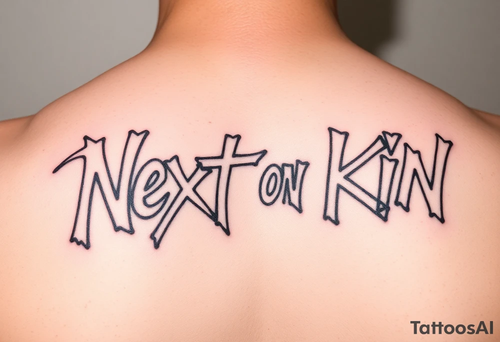 Graffiti letters of “next of kin” tattoo idea