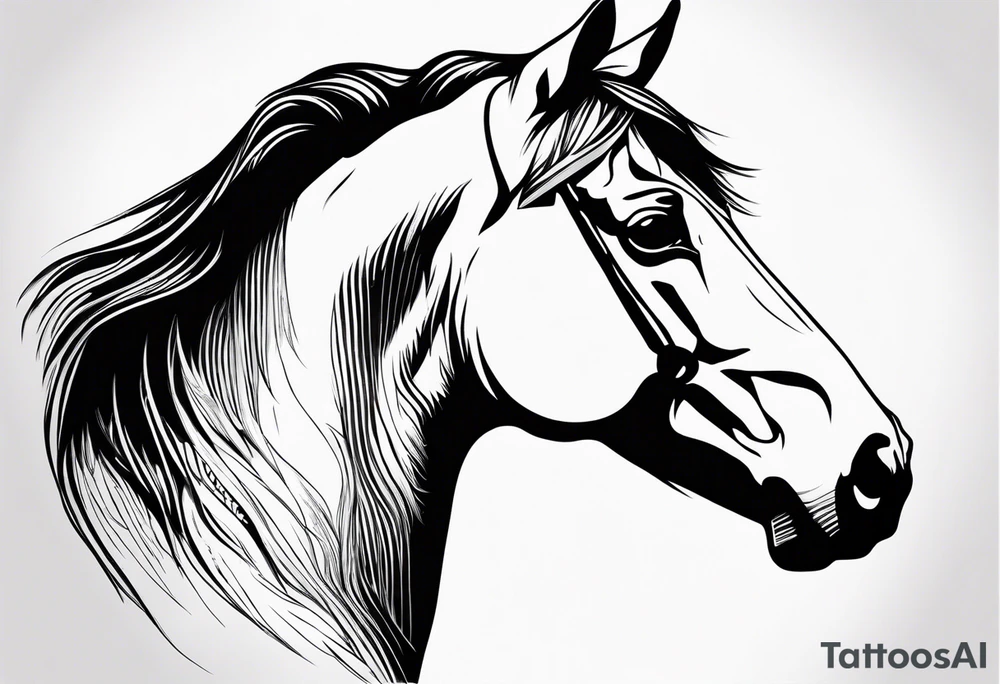 Horse portrait no shading tattoo idea