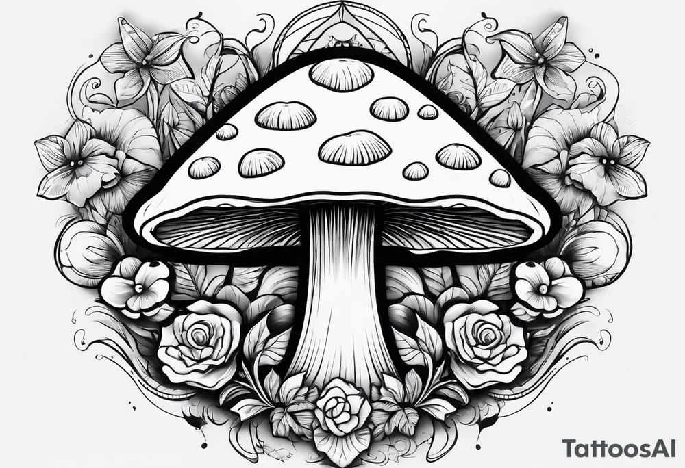 Female mushroom hat tattoo idea