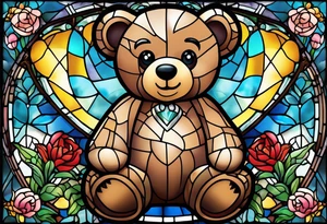 Teddy bear stain glass tattoo idea