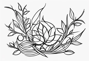 Long straight black and white vines with thorns tattoo idea