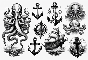 kraken with anchor tattoo idea