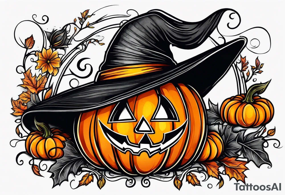 Halloween
Black cat
Witch hat
Pumpkin tattoo idea