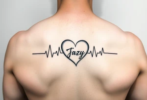 upper arm tattoo -faded heart beat outline for a deceased best friend with the name Jazy incorporated tattoo idea