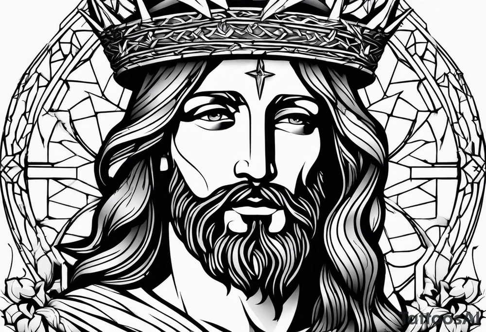 jesus rose thorn crown tattoo idea