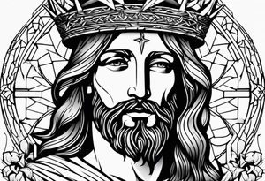 jesus rose thorn crown tattoo idea