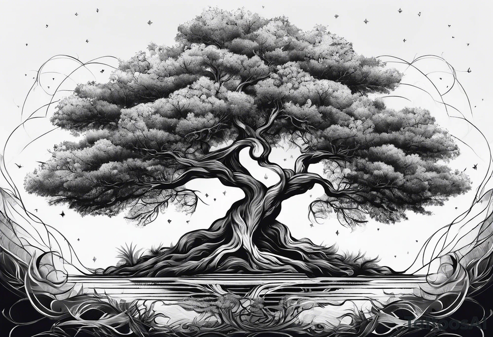 Tree with growing roots tattoo idea