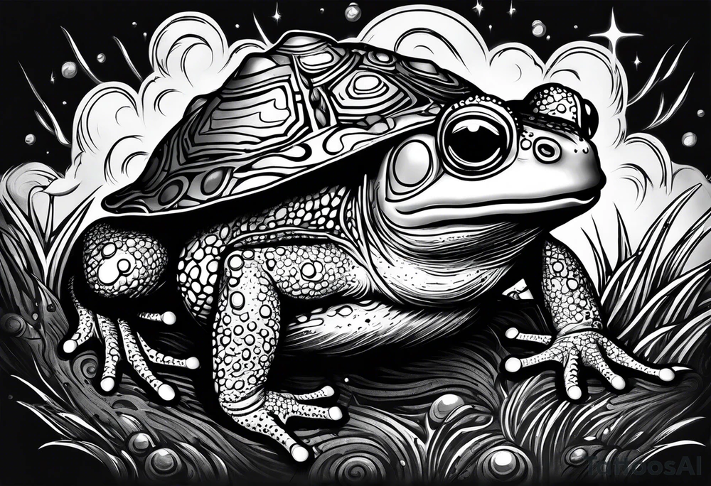 A toad in a thunderstorm tattoo idea
