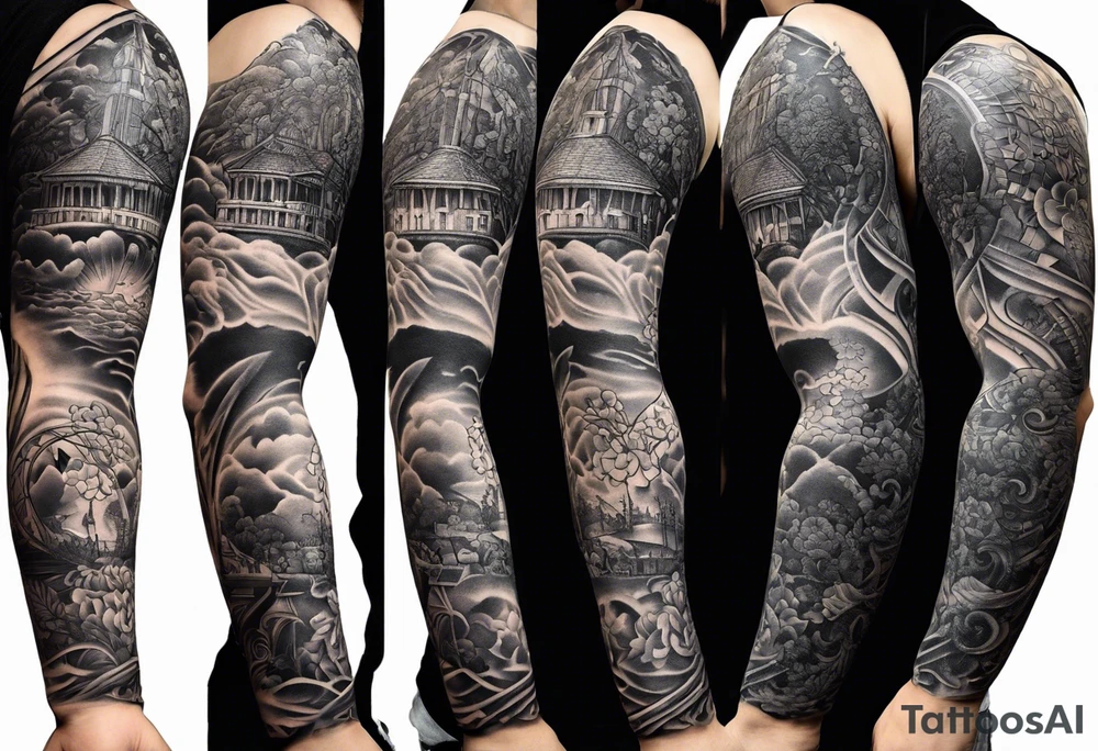 Arm sleeve with a Bible verse tattoo idea