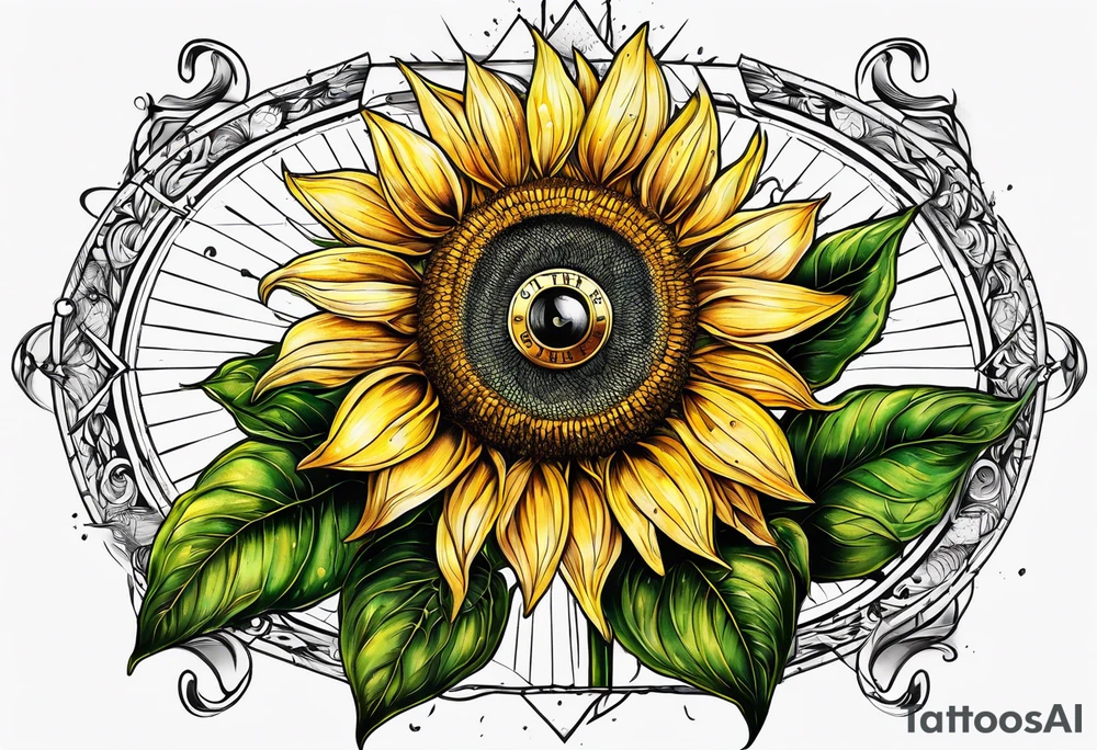 Sunflower and a compass, with the words "To Thine Own Self Be True" tattoo idea