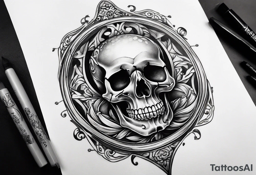 Hour glass skull on bottom tattoo idea