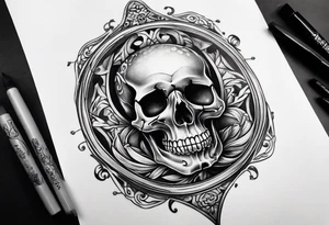 Hour glass skull on bottom tattoo idea