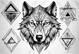 wolf head with triangle in the background tattoo idea