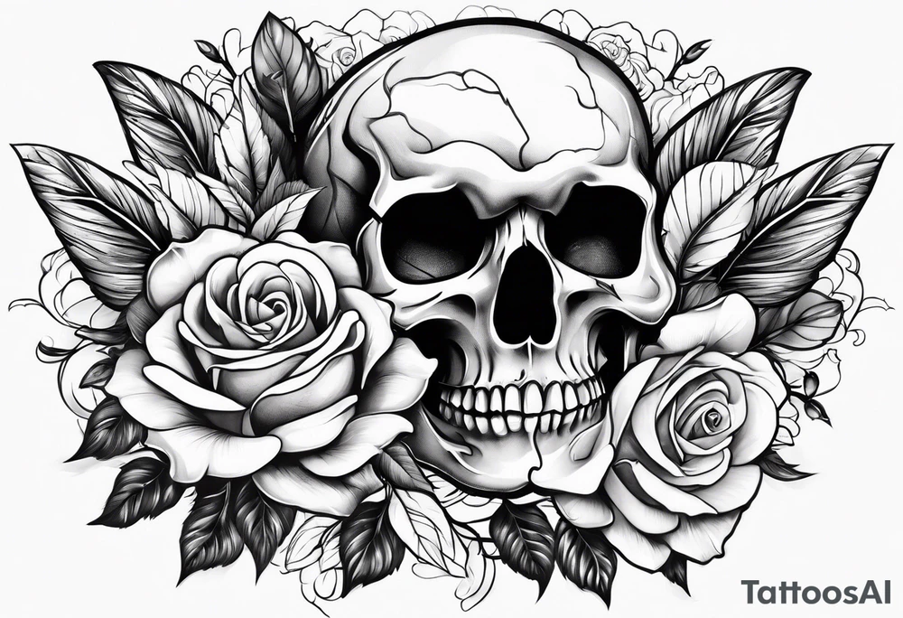 skull and roses tattoo idea