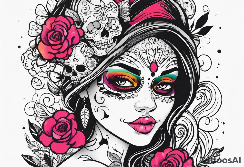 Woman with skull tattoo idea