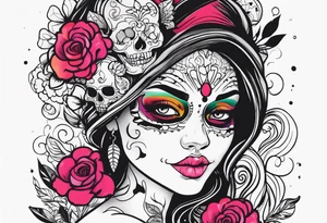 Woman with skull tattoo idea