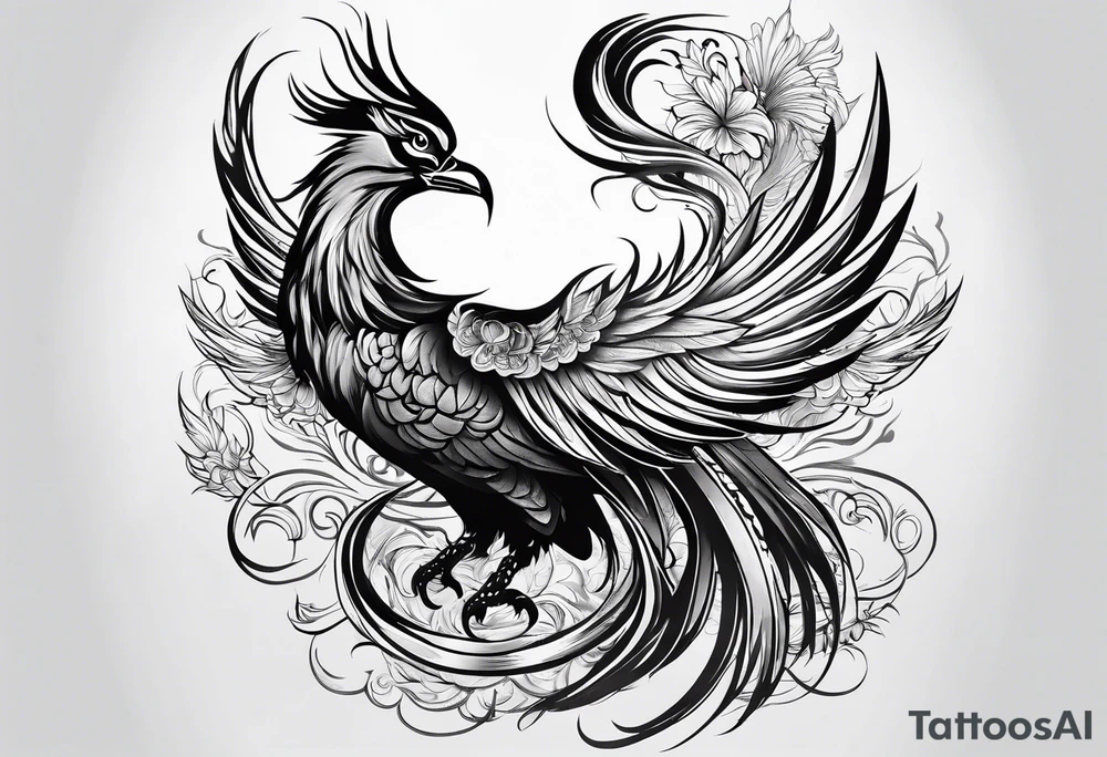 Asian phoenix with a long neck tattoo idea