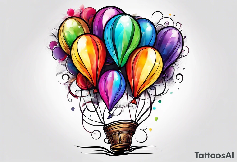 lgbt, colorful balloon tattoo idea
