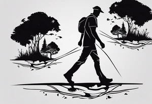 Father and son walking side by side tattoo idea