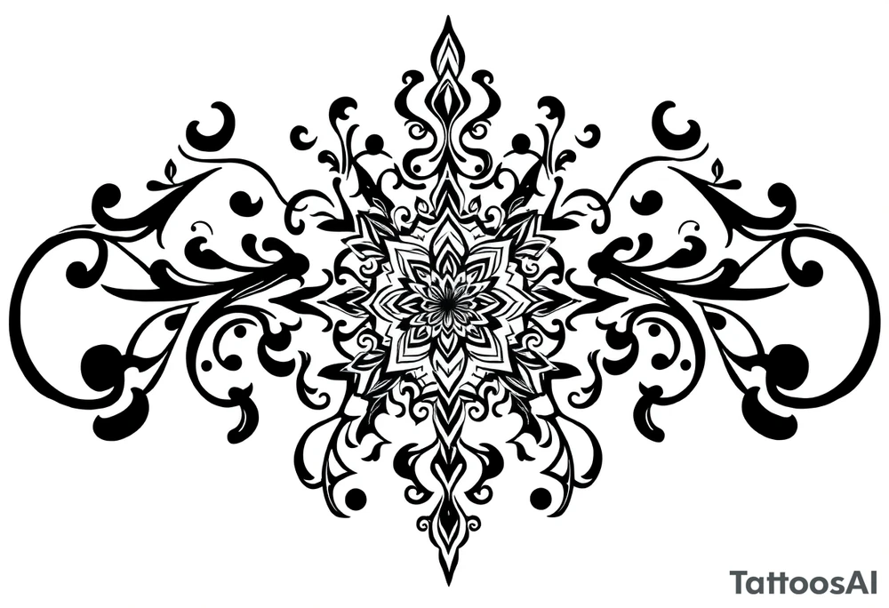 mytical shaman and witch ornament with ancient rhyme tattoo idea