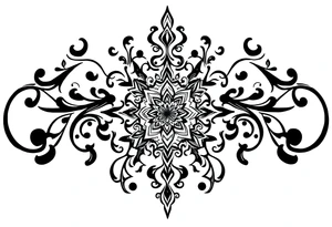 mytical shaman and witch ornament with ancient rhyme tattoo idea