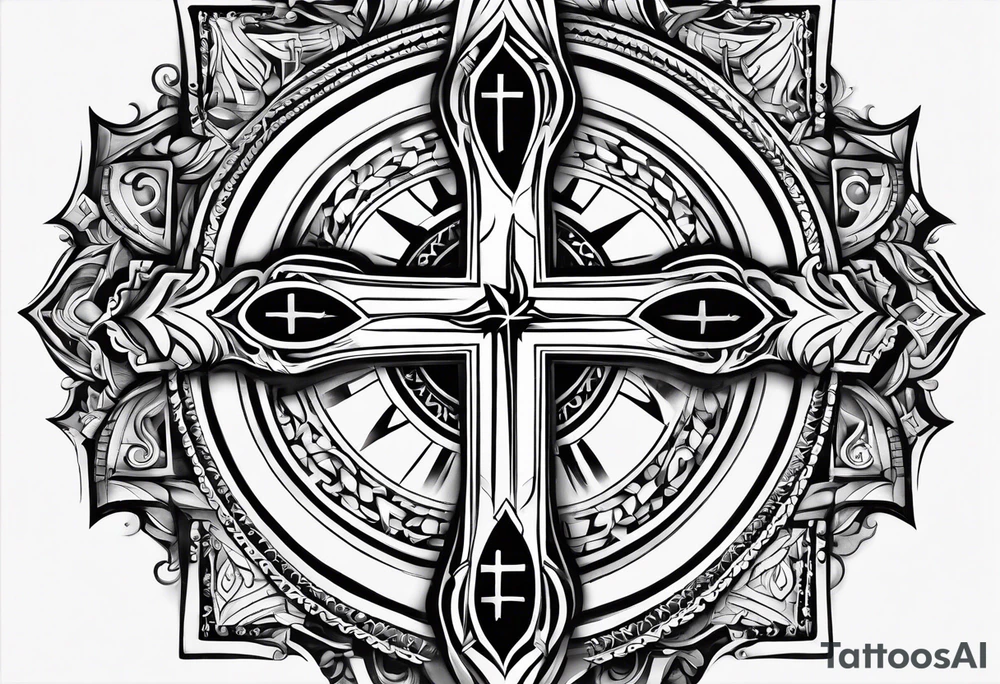 A cross with the verse like 1:37 going through it tattoo idea