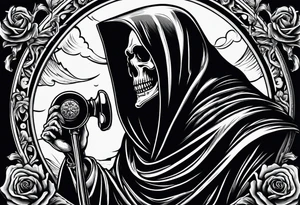 Grim reaper talking on a telephone tattoo idea