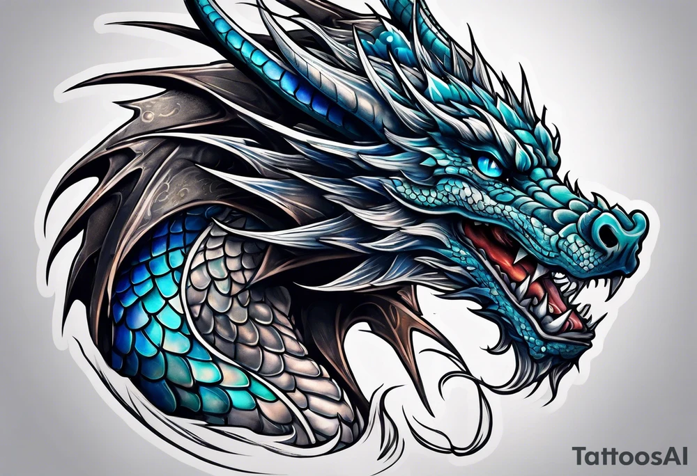 dragon with blue eyes tattoo idea