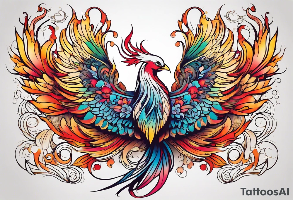 Colorful Phoenix tattoo idea